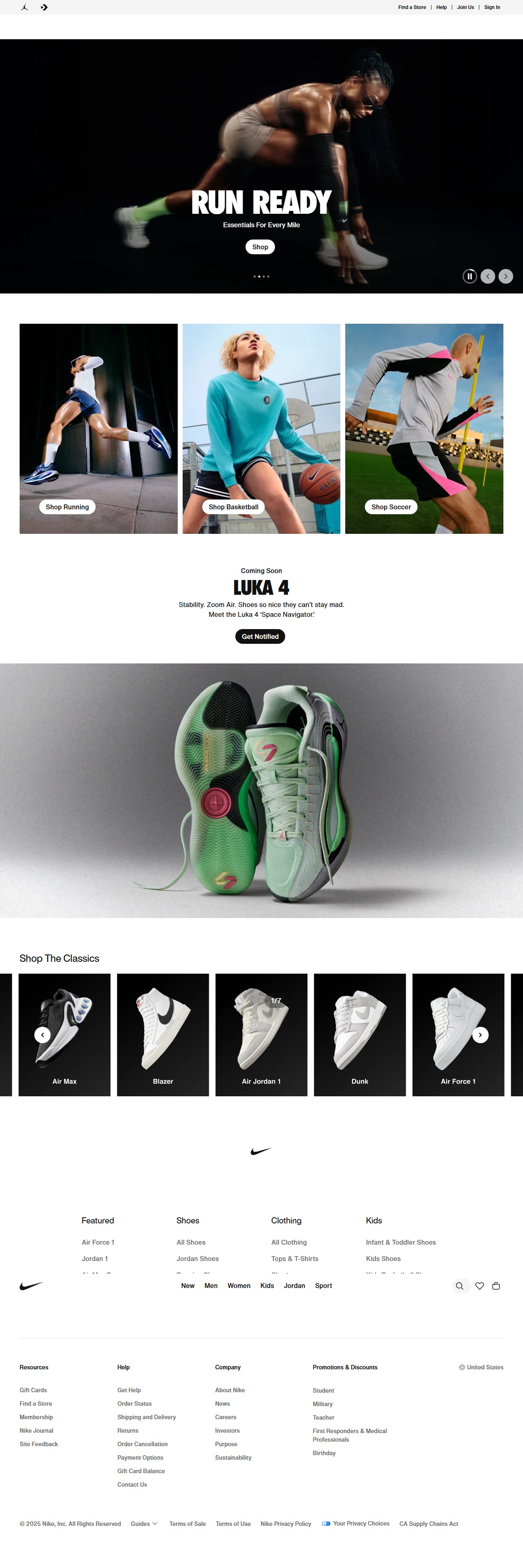 Nike Website Screenshot